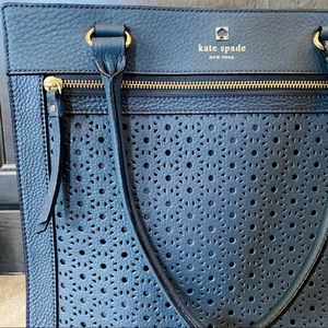 Kate Spade 13’’ Slate Blue Leather Tote